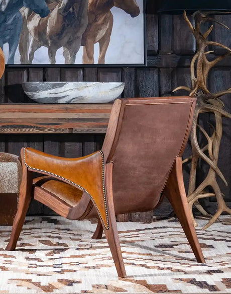 Leather rustic chair sale