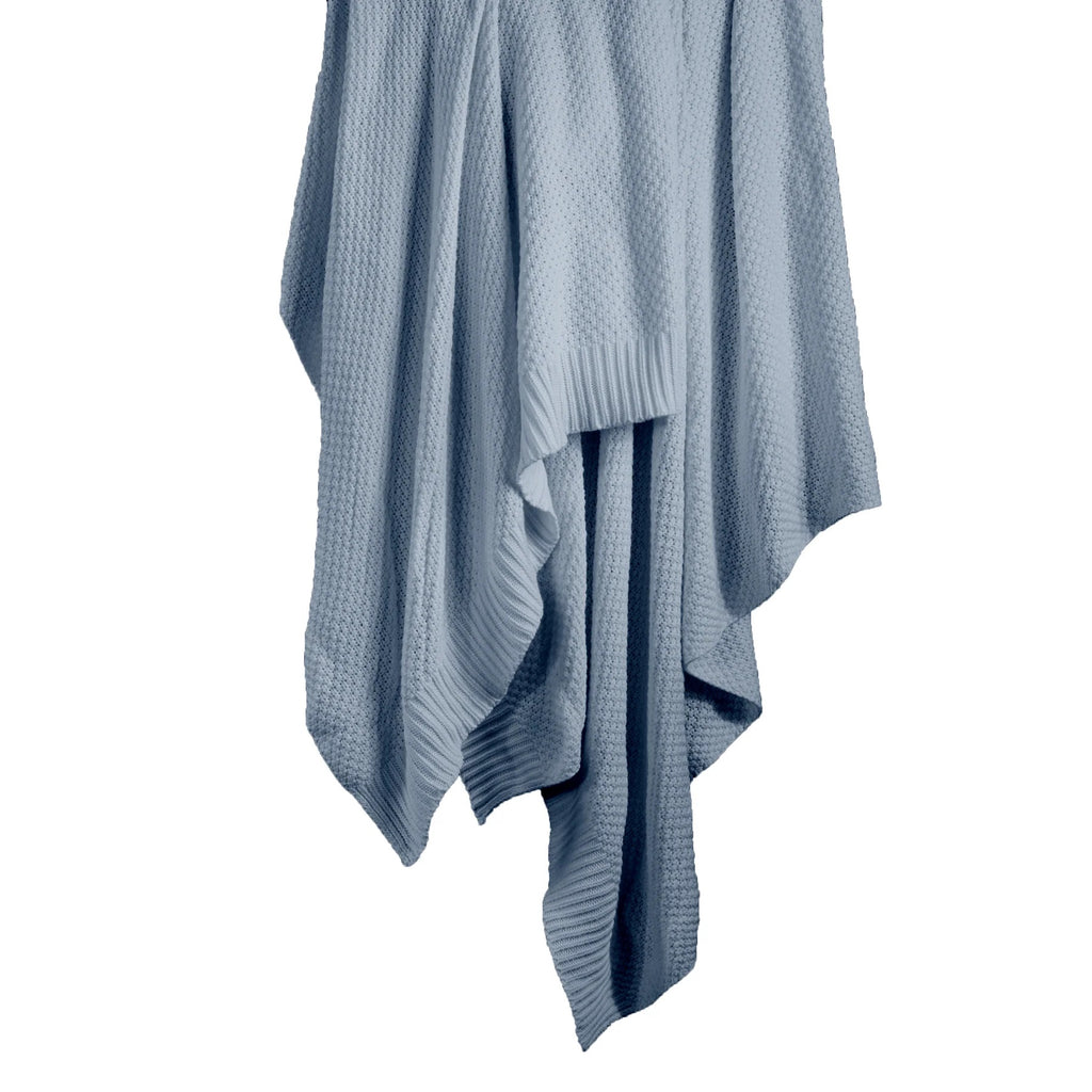 Cotton Knit Blanket - Light Blue