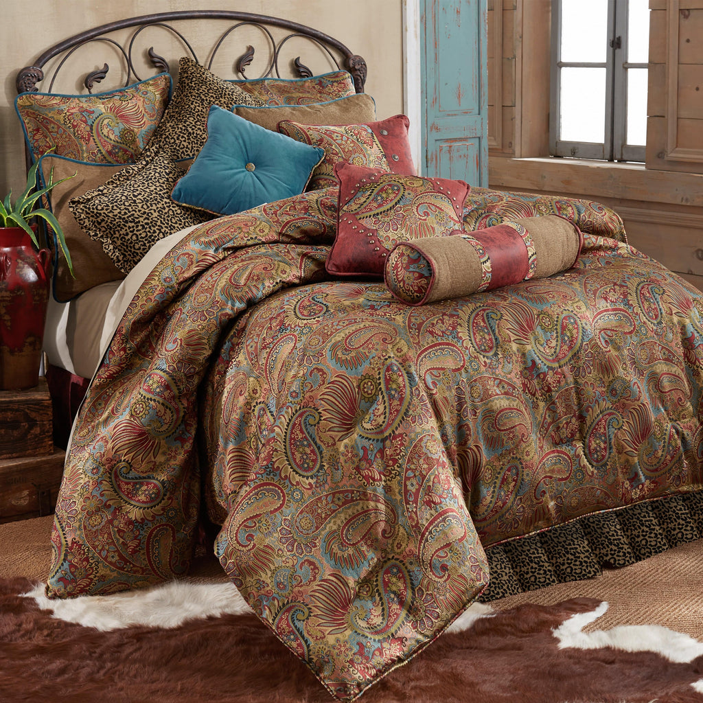 San Angelo Leopard Chenille Throw Pillow with matching bedding set from HiEnd Accents