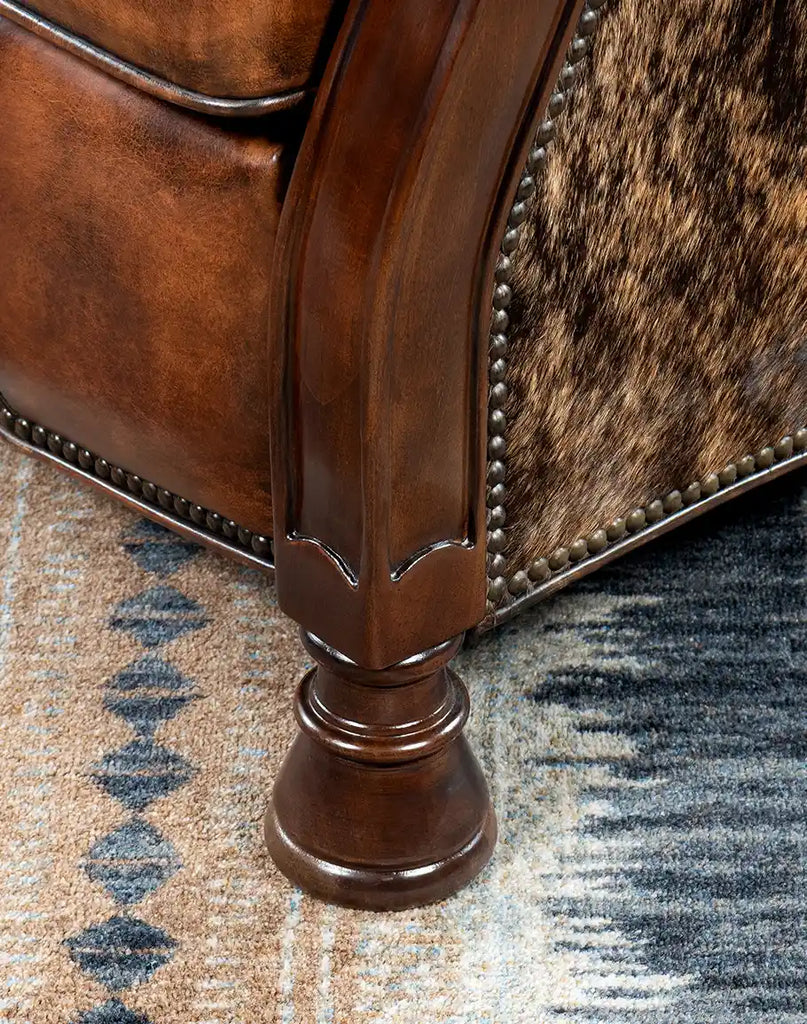 Highlight of the sturdy hardwood frame of the Ancestral Western Leather Recliner.