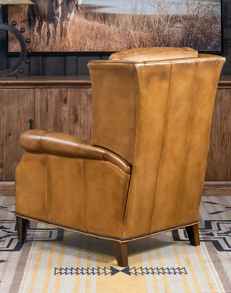 Back view of the St. Lauriat Recliner with its artisan leather finish.