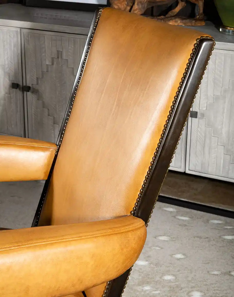 A close-up of the plush cushioning on the Boleyn Leather Chair, designed for exceptional comfort and support.