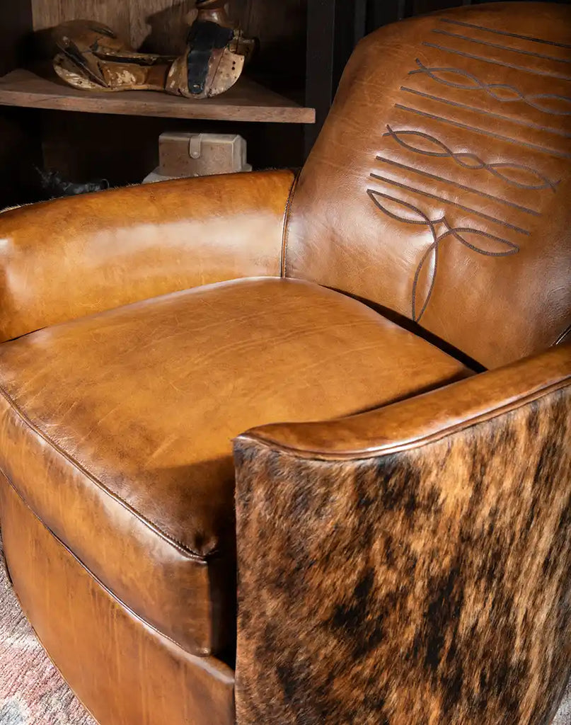 Detailed view of the seat cushioning on the Bourbon Barrel Swivel Chair, designed for ultimate comfort.