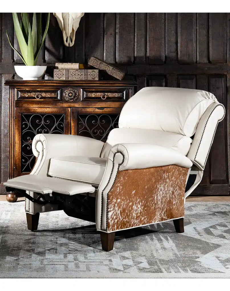 Image demonstrating the reclining feature of the Carlton Leather Recliner, showcasing its comfort and functionality.