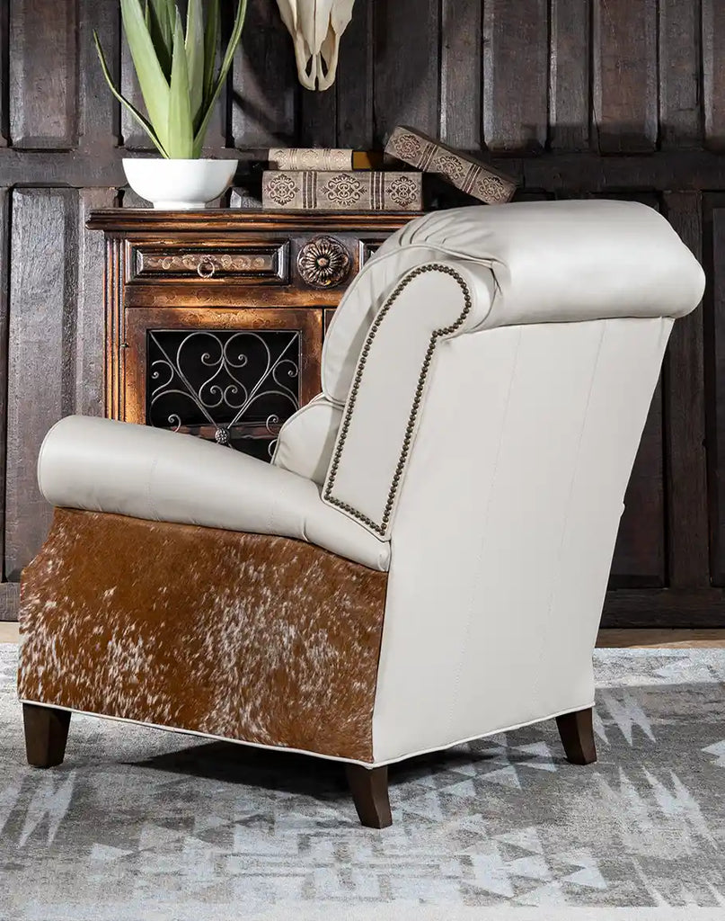 Side view of the Carlton Leather Recliner highlighting its sleek lines and comfortable structure.