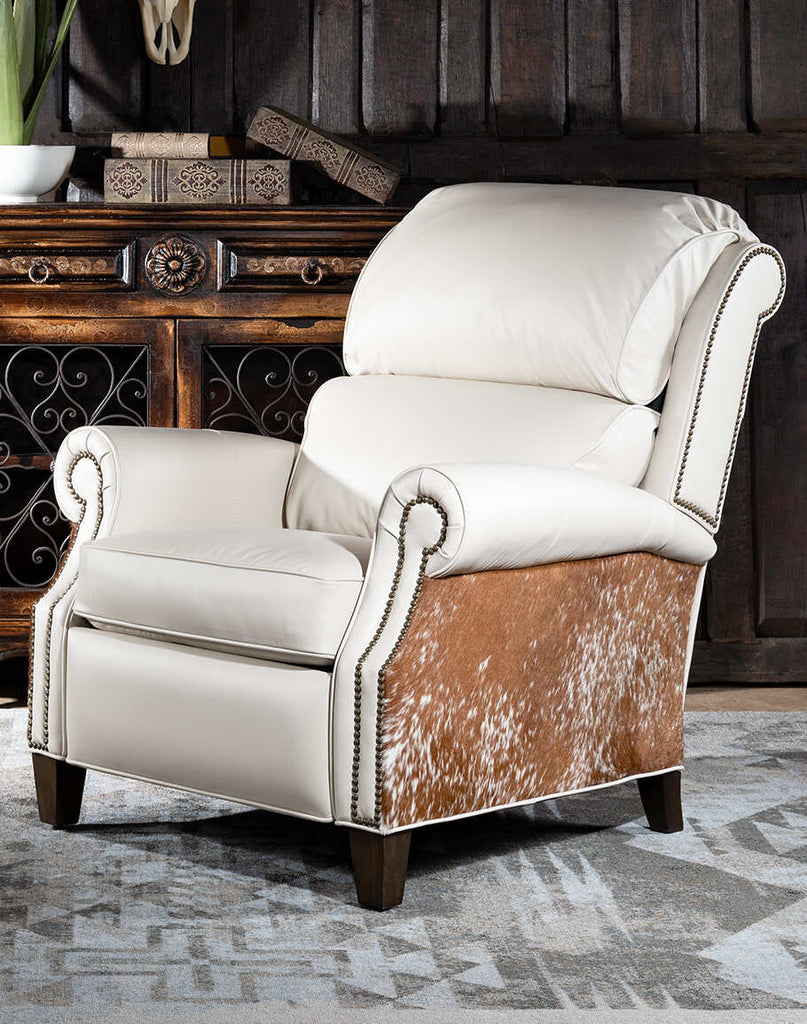 Carlton Leather Recliner showcasing its elegant design and luxurious leather finish.