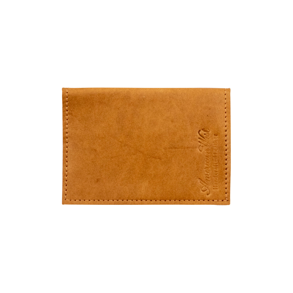 back of natural tan leather passport holder