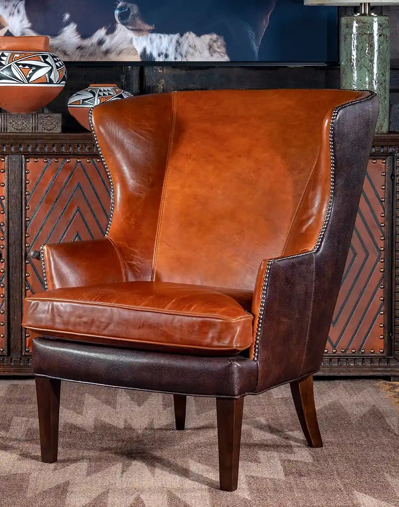 Cognac Leather Chair highlighting its deep cognac-hued pull-up leather and elegant silhouette.