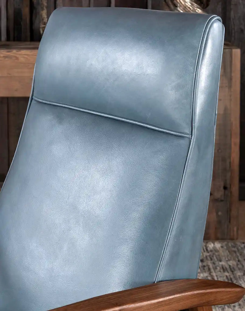 A close-up of the Daenerys Grey Recliner’s tall, supportive backrest, offering exceptional lumbar support and plush cushioning.