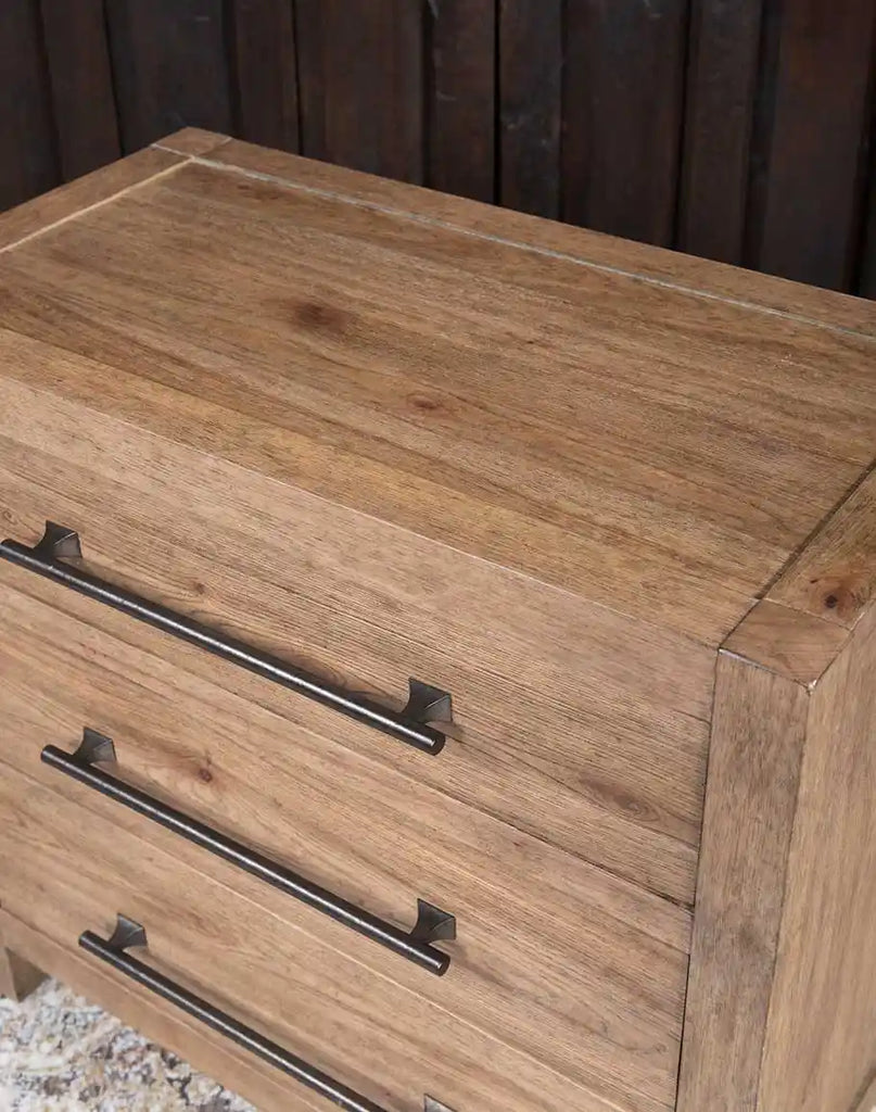 The top surface of the Desert Sand Triple Drawer Nightstand.