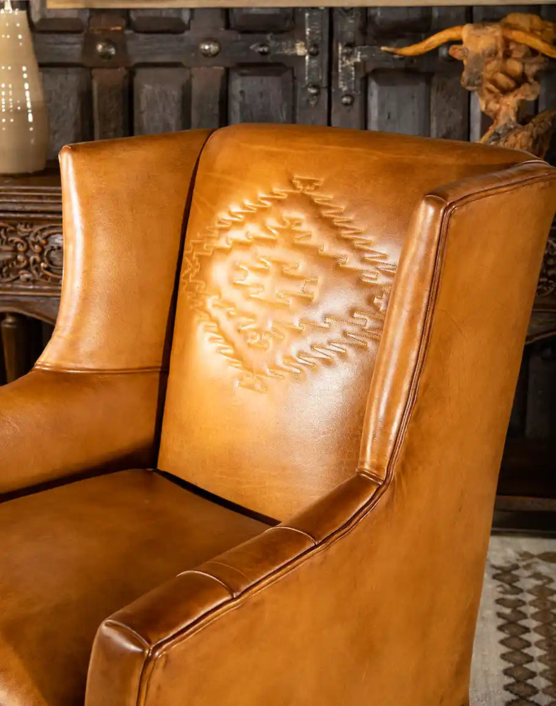 Image highlighting the comfortable, plush seat cushion of the French Leather Chair.