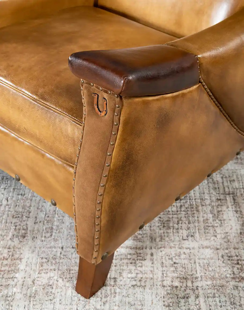 Handcrafted Lucy Leather Chair with luxurious full-grain leather hide.