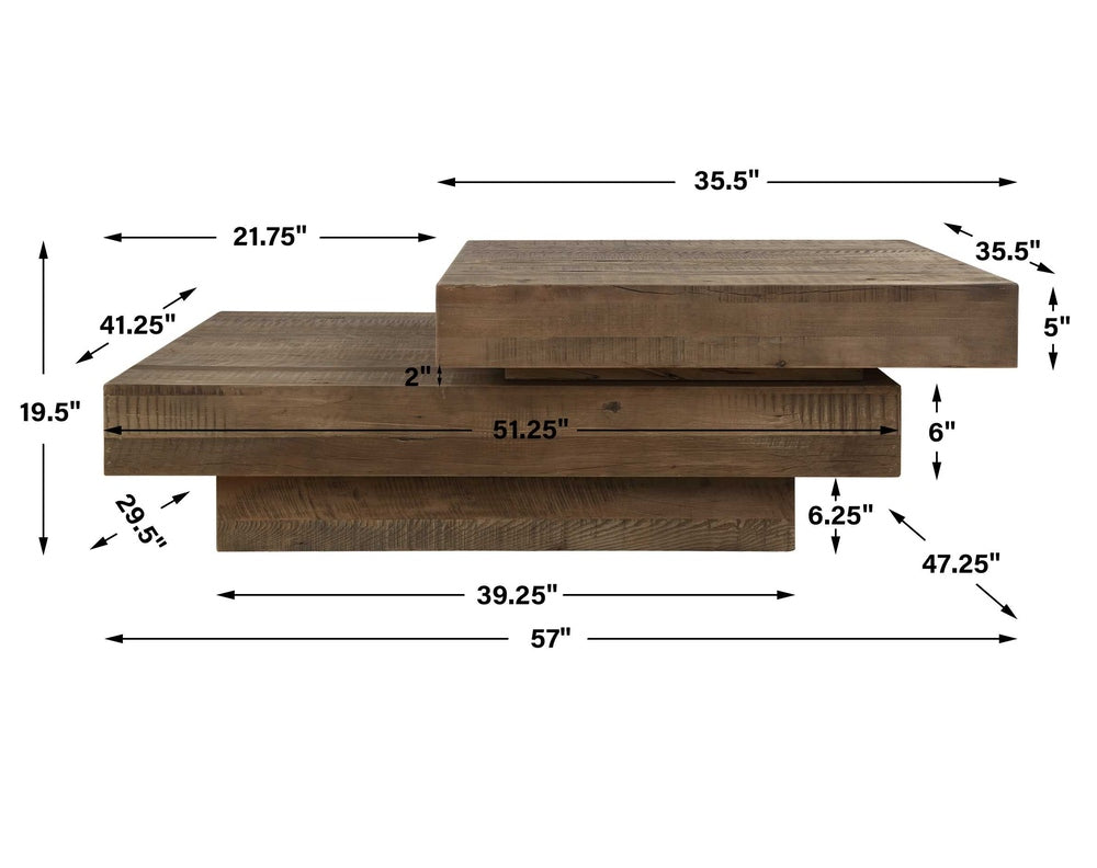 Reclaimed oak coffee table showcasing natural grain and texture variations.