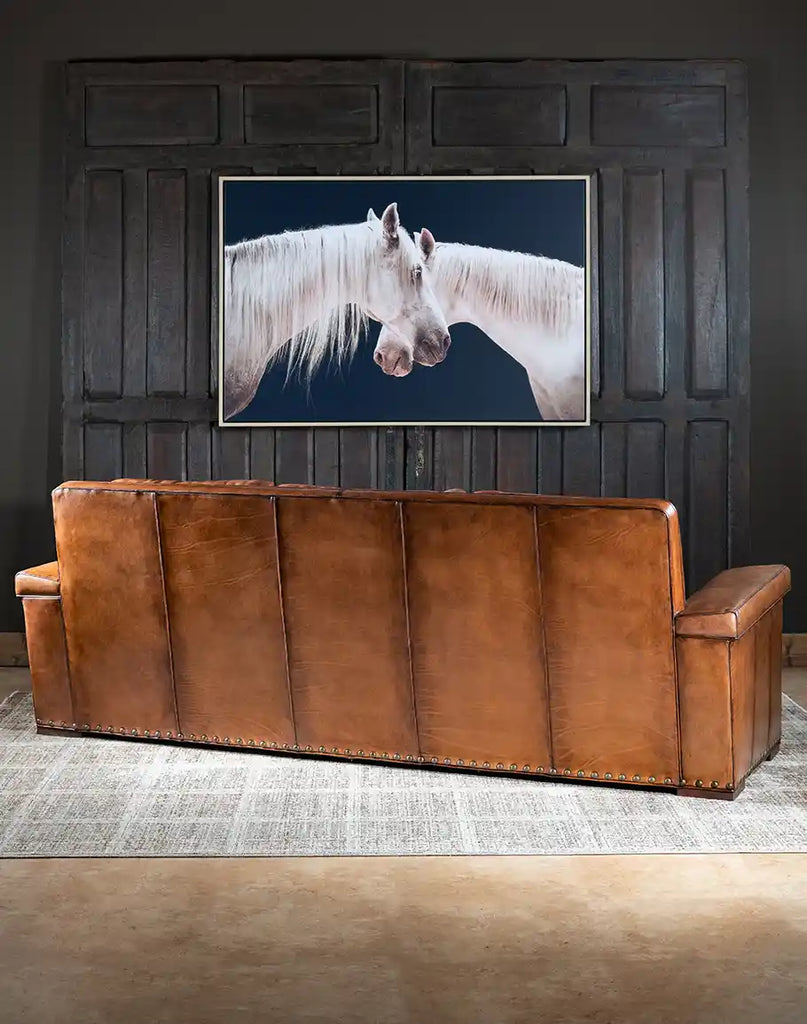 Rear image showing the back design and leather finish of the Jefferson Leather Sofa.