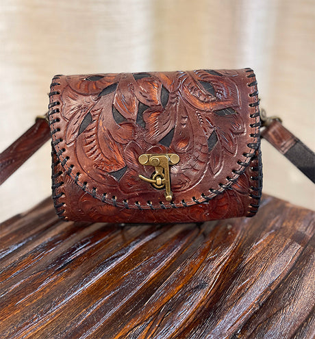 Brown shops & Copper Tooled Leather Saddle Bag