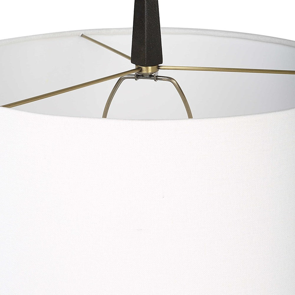 Katana table lamp with white lampshade fitting.