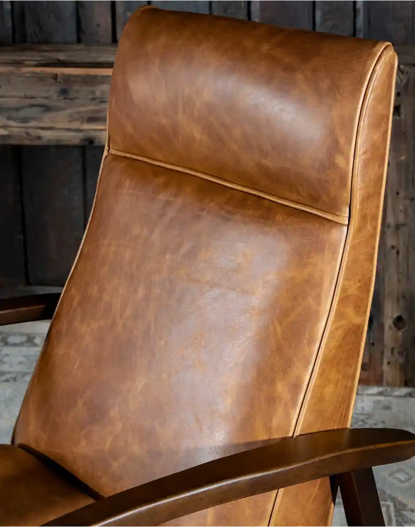 The Liyanna Leather Recliner's padded back cushion designed for exceptional support and long-lasting comfort.