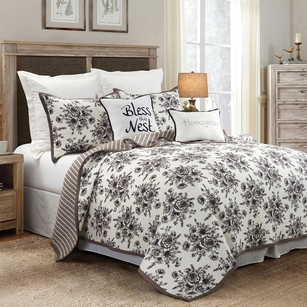 Lyla Reversible Floral Print Quilt Set with matching pillows from HiEnd Accents