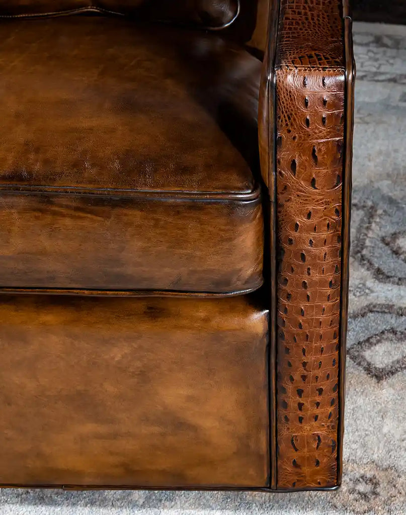 Close-up of the sturdy hardwood frame construction of the Morocco Swivel Chair, ensuring long-lasting durability.