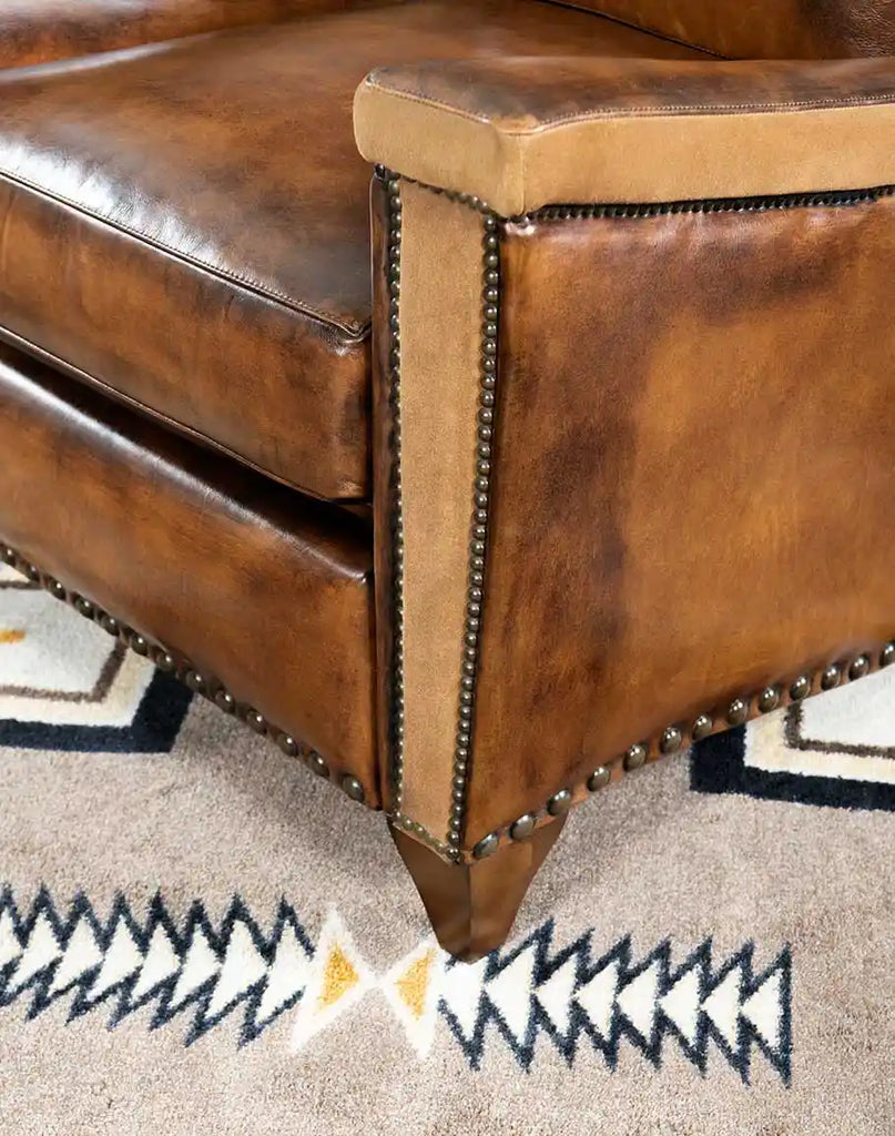 Nailhead trim pattern on the bottom part of Vlad Brown Leather Recliner