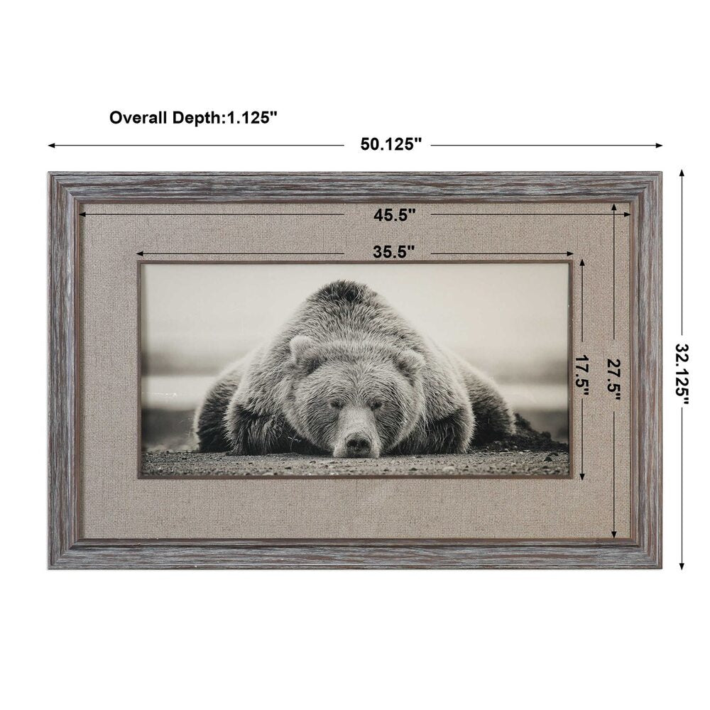 Artistic polar bear print framed in a natural rustic design