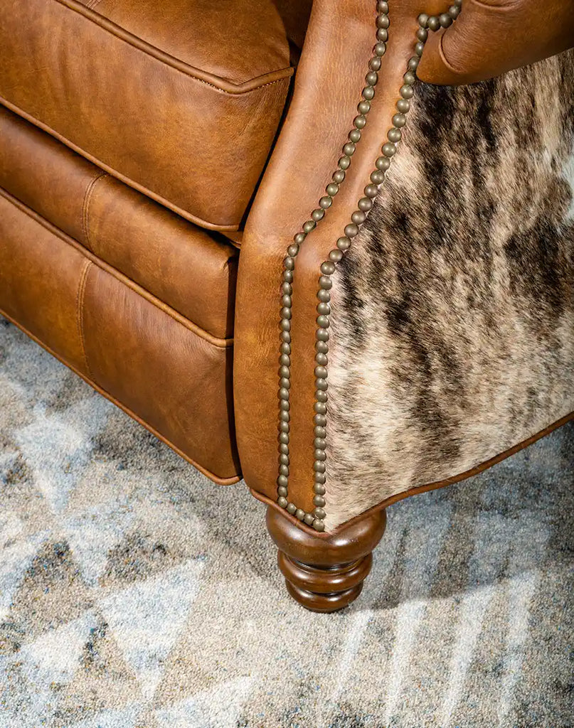 Sturdy hardwood frame of the Rancher Brindle Recliner ensuring durability and quality craftsmanship.