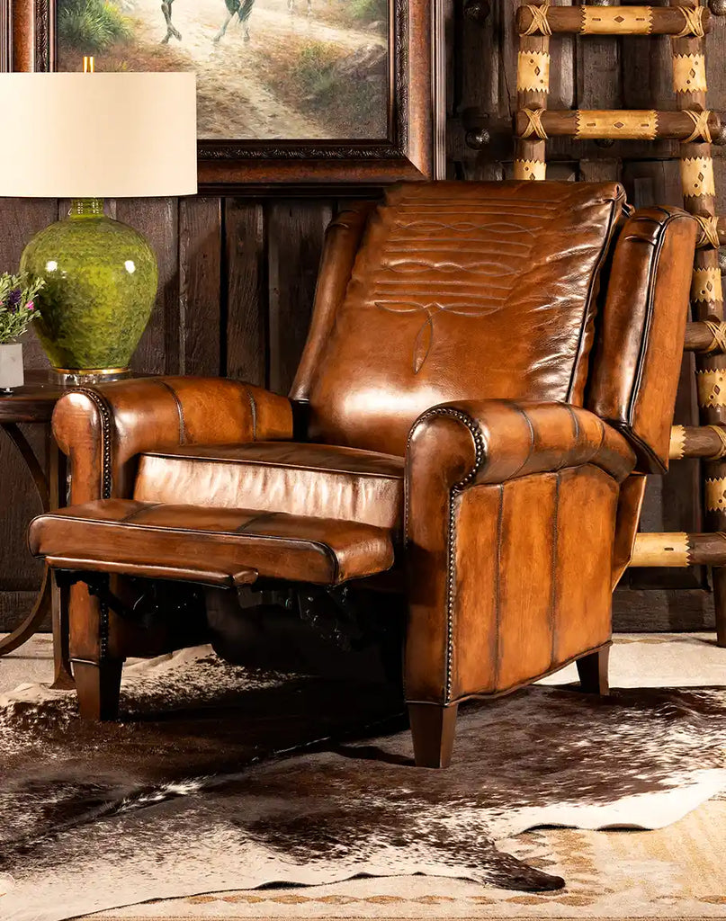 The Richard King Recliner fully reclined, demonstrating its comfort and versatility for relaxation.