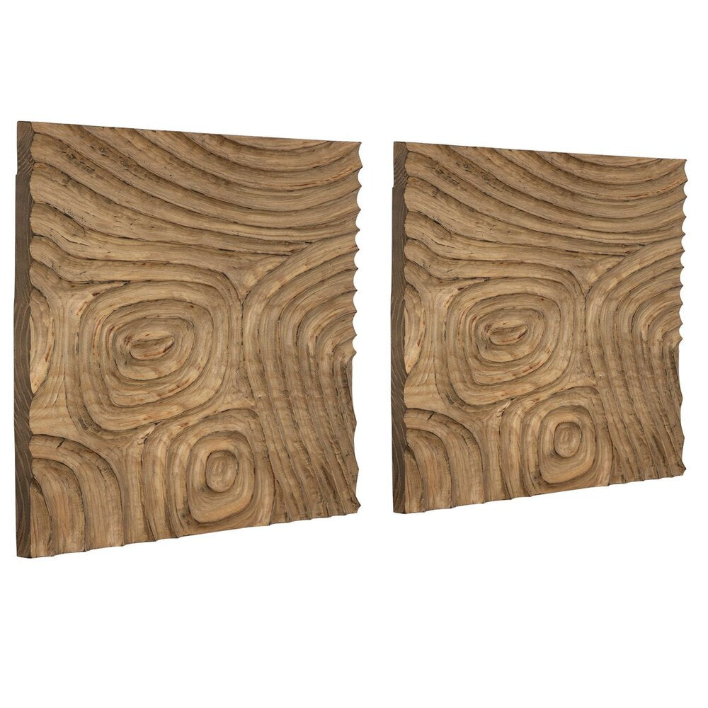 Sand Maze wood wall decor panels with geometric carvings and a natural pine finish, adding warmth to any space.