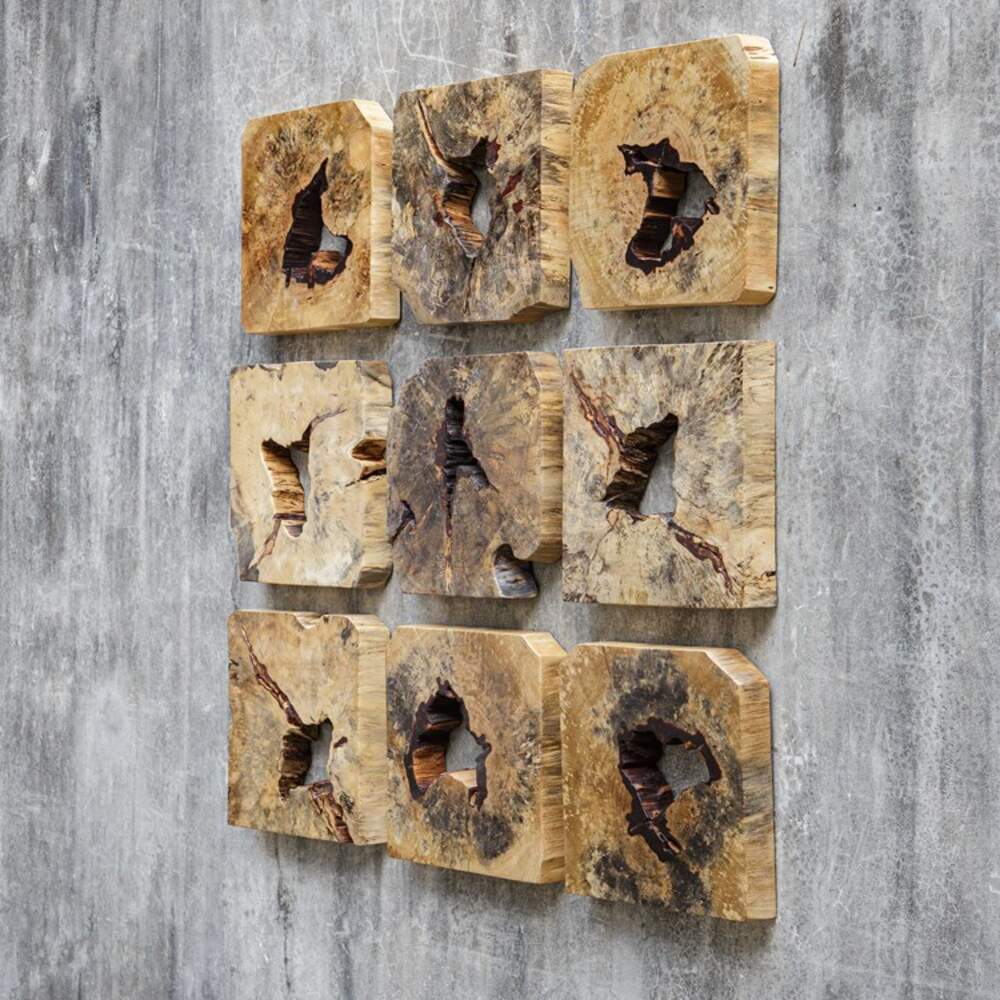 Rustic tamarind wood wall art featuring a natural finish and handcrafted style.