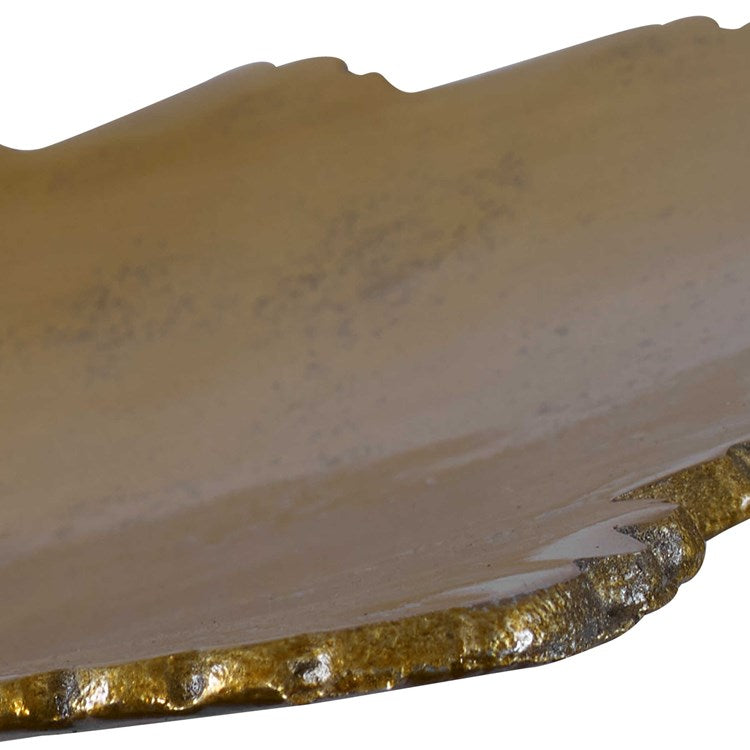 Close-up of the Ophelia Gold Tray with a warm nickel finish and textured surface.