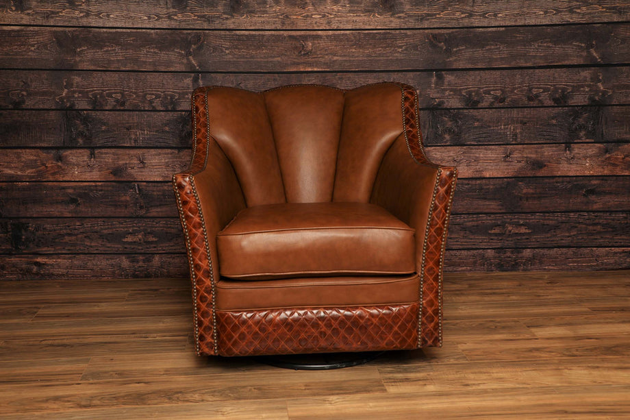 Arizona Diamond Embossed Leather Swivel Chair Western Passion