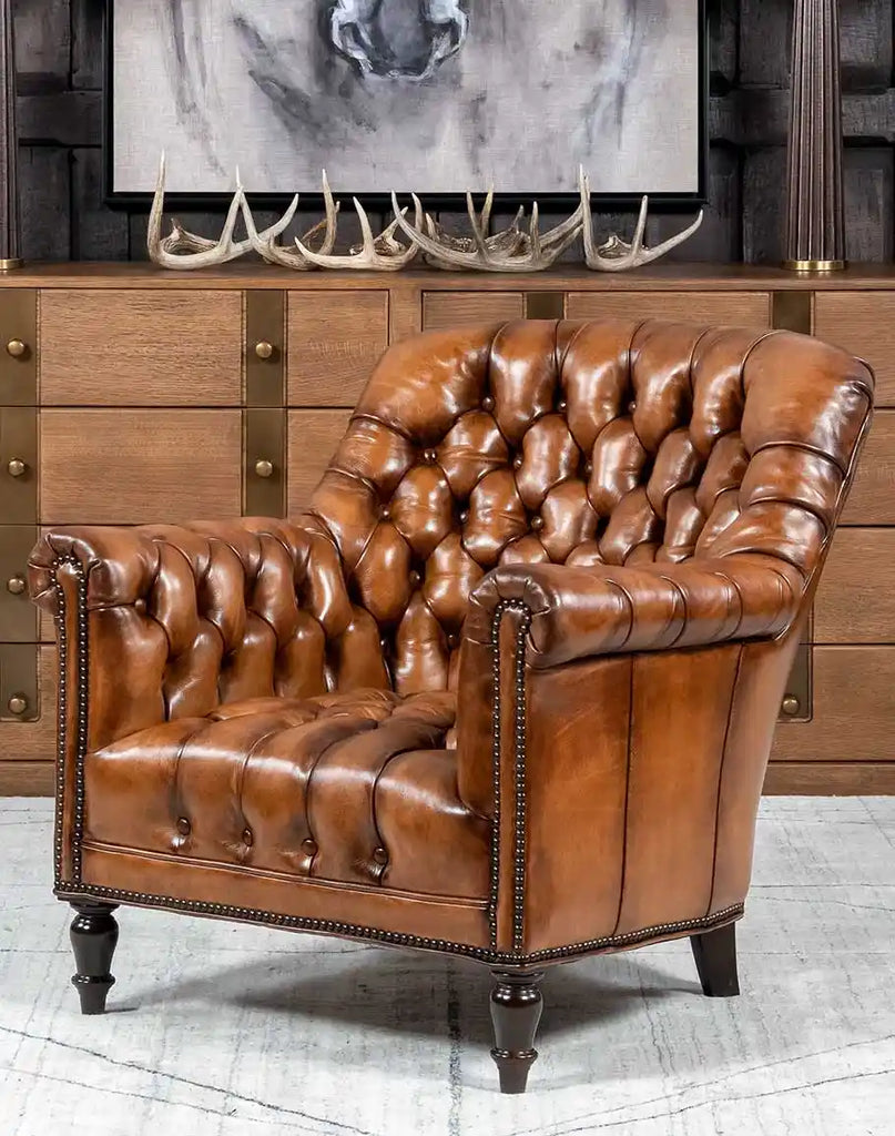 Chesterfield-inspired leather armchair