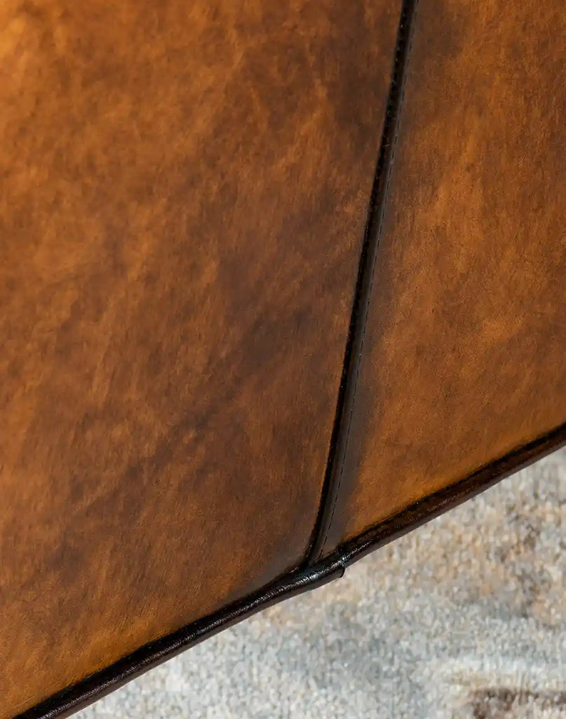 Close-up of the rich leather texture on the Tennessee Leather Recliner, showcasing its luxurious material.