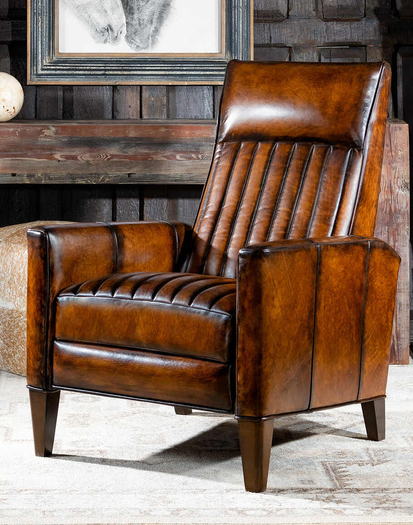 Front view of the Tennessee Leather Recliner showcasing its sleek design and premium leather craftsmanship.