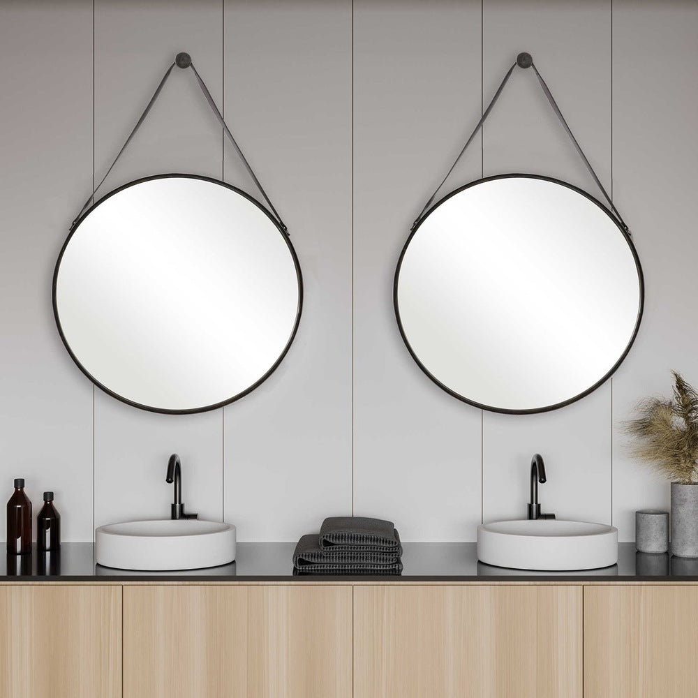 His and hers nordic circular hanging wall vanity mirror.