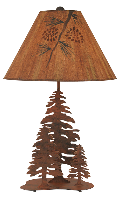 3 Tree Table Lamp with Pine Branch Shade