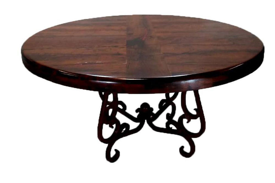 Round X leg dining table (120cm: 6 seater) oak smoke stain 