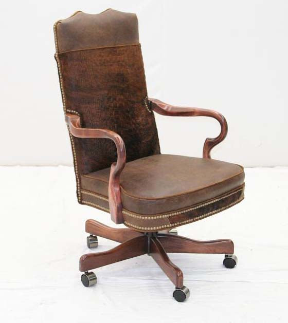 Embossed Leather Western Office Chair