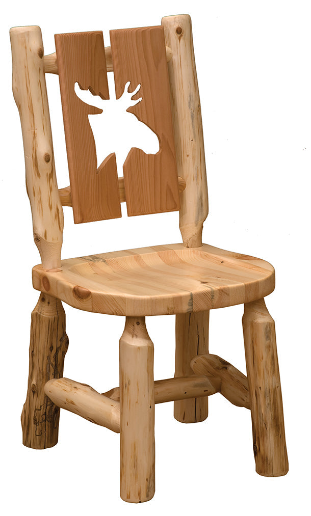 Fireside Lodge Cedar Log Bar Stool – Slab Seat W/ Outside Foot Rest