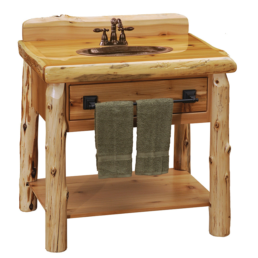 Fireside Lodge Cedar Freestanding Open Vanity with Shelf – Western Passion