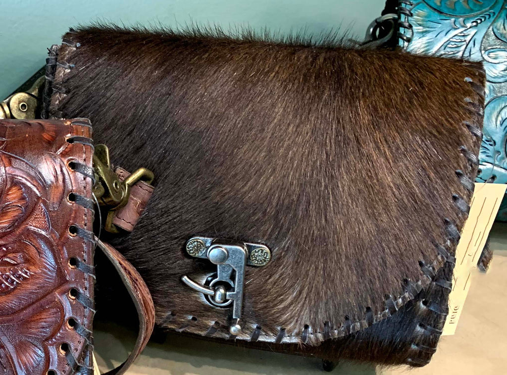 Real Cowhide Crossbody Purse Handbag Western Hair On Leather Bag