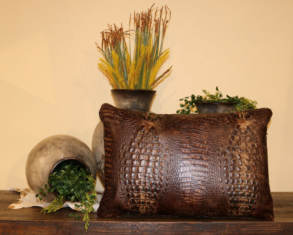 Western chic leather pillow