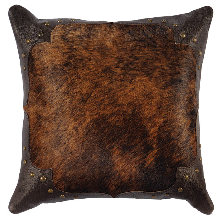 Wooded River Leather and Fabric Accent Pillow 410