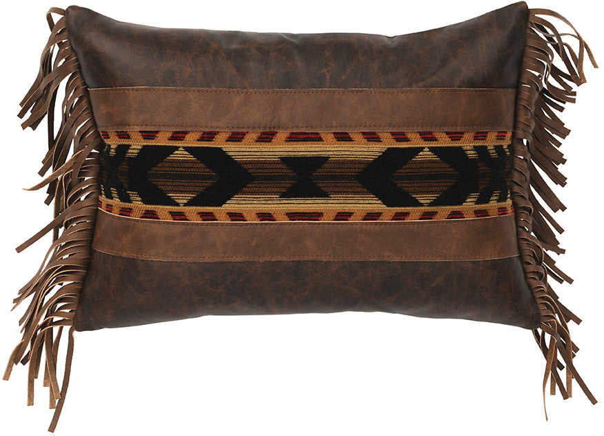 Wooded River Leather and Fabric Accent Pillow 410