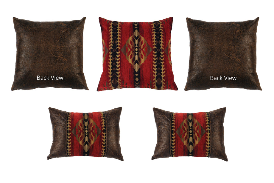 Set of 2 Wooded River Lodge Cabin Faux Leather 16 Throw Pillows Rustic  decor